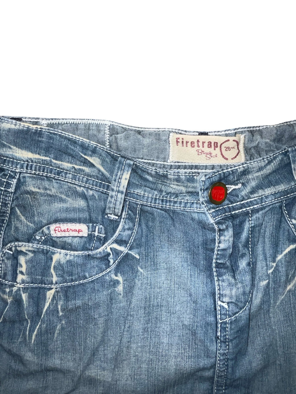 Y2K Firetrap Distressed Denim Mini Skirt UkS