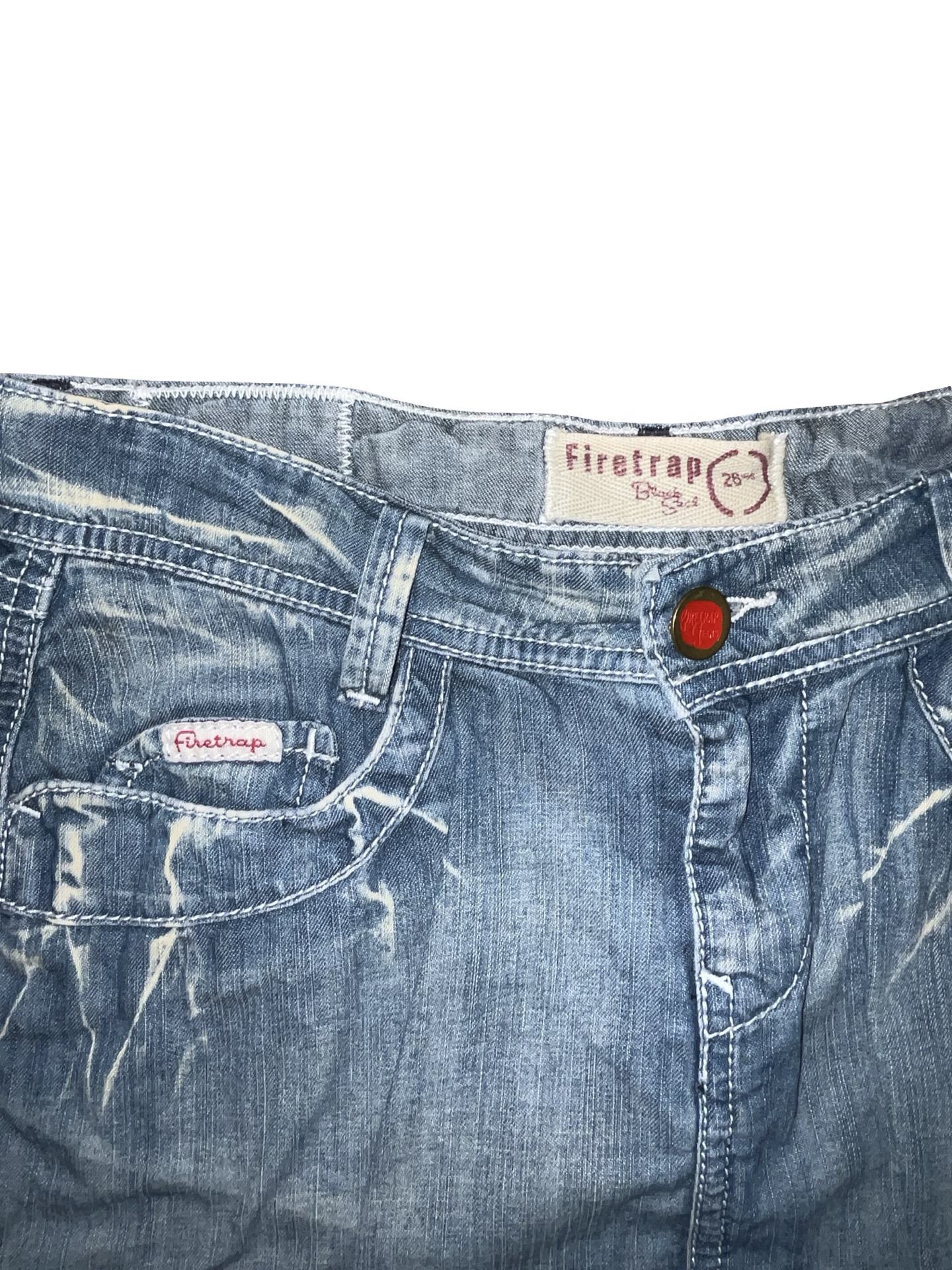 Y2K Firetrap Distressed Denim Mini Skirt UkS