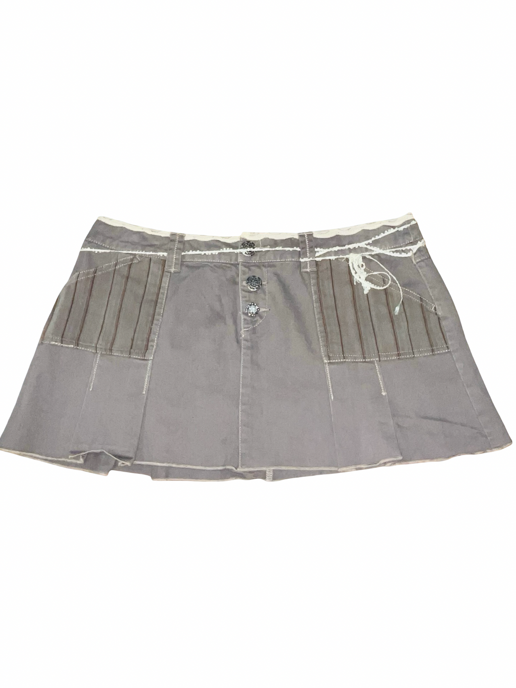 Y2K Miss Selfridge Brown Pleated Micro Mini Skirt UK 12
