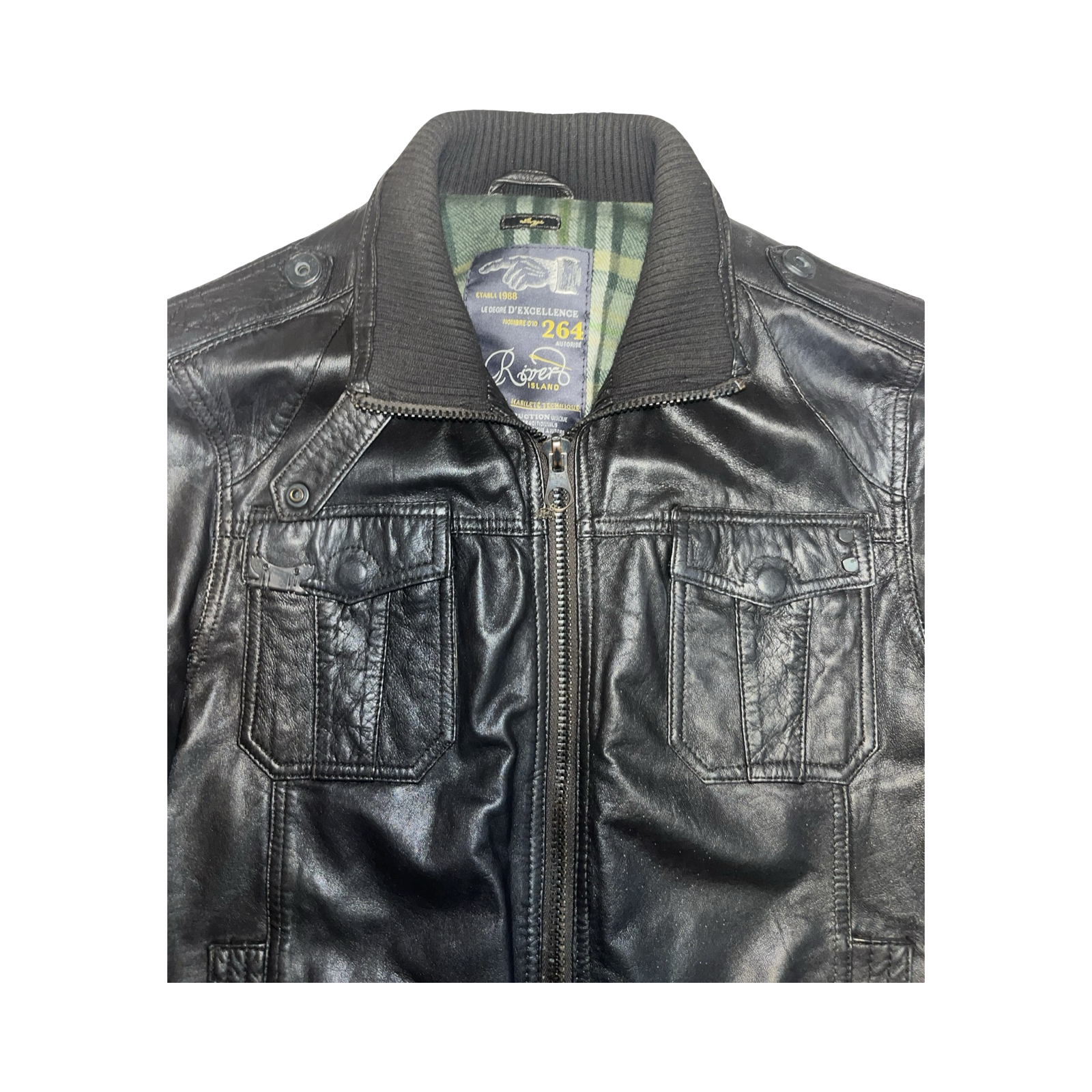 River island vintage leather jacket ukL