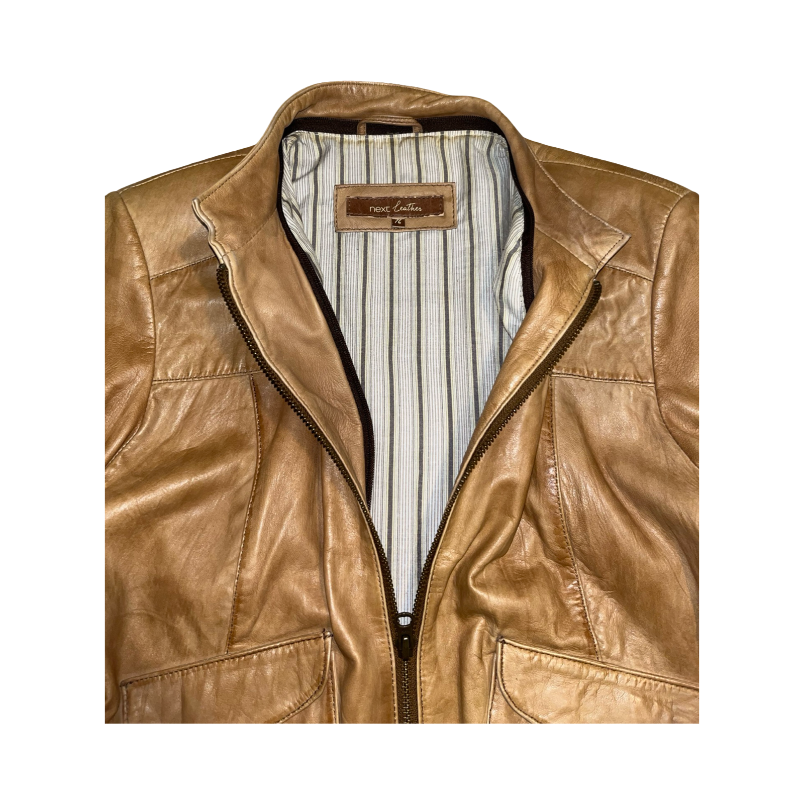 Next Y2K 2000’s tan leather jacket uk S/M