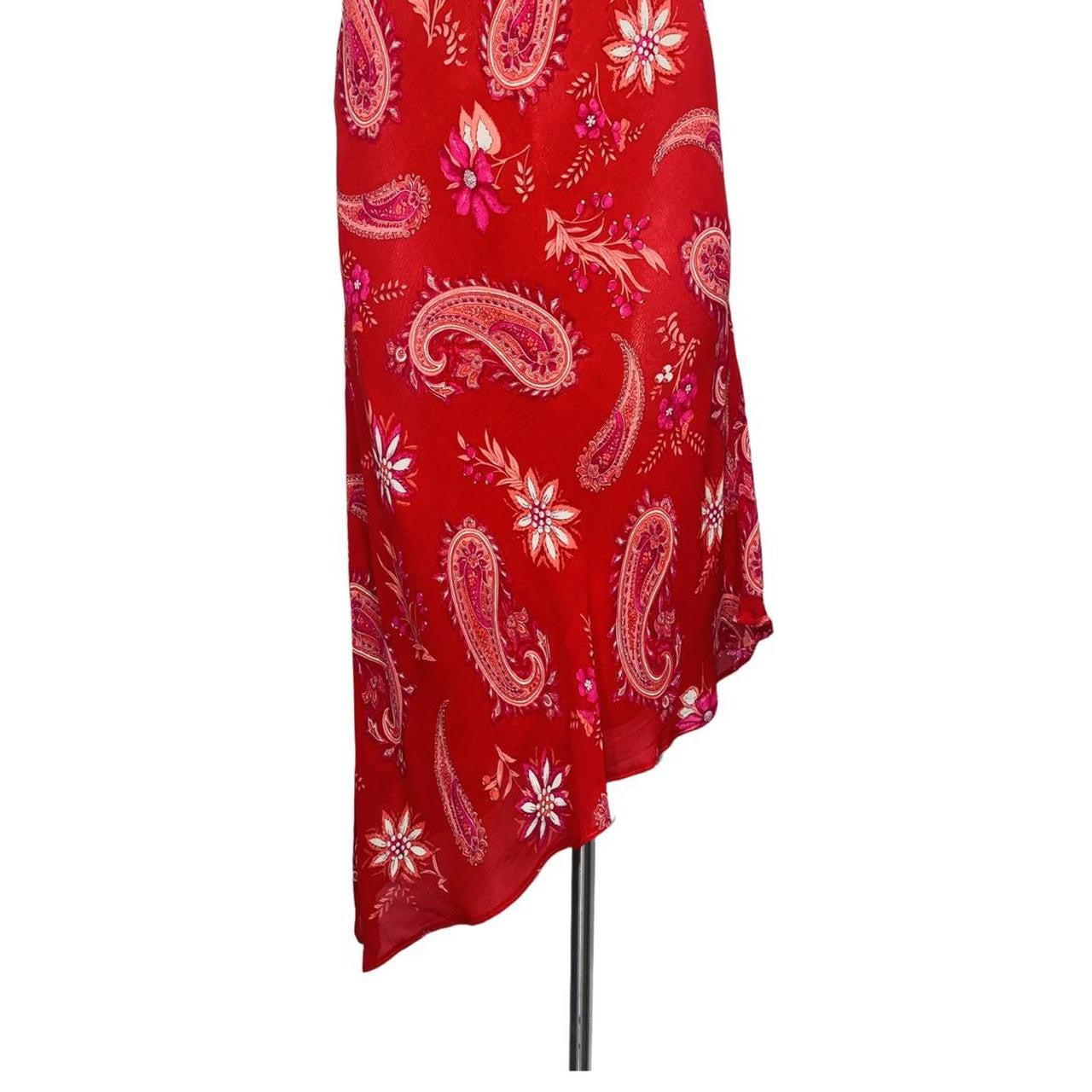 Red paisley asymmetrical midi dress NEXT uk12