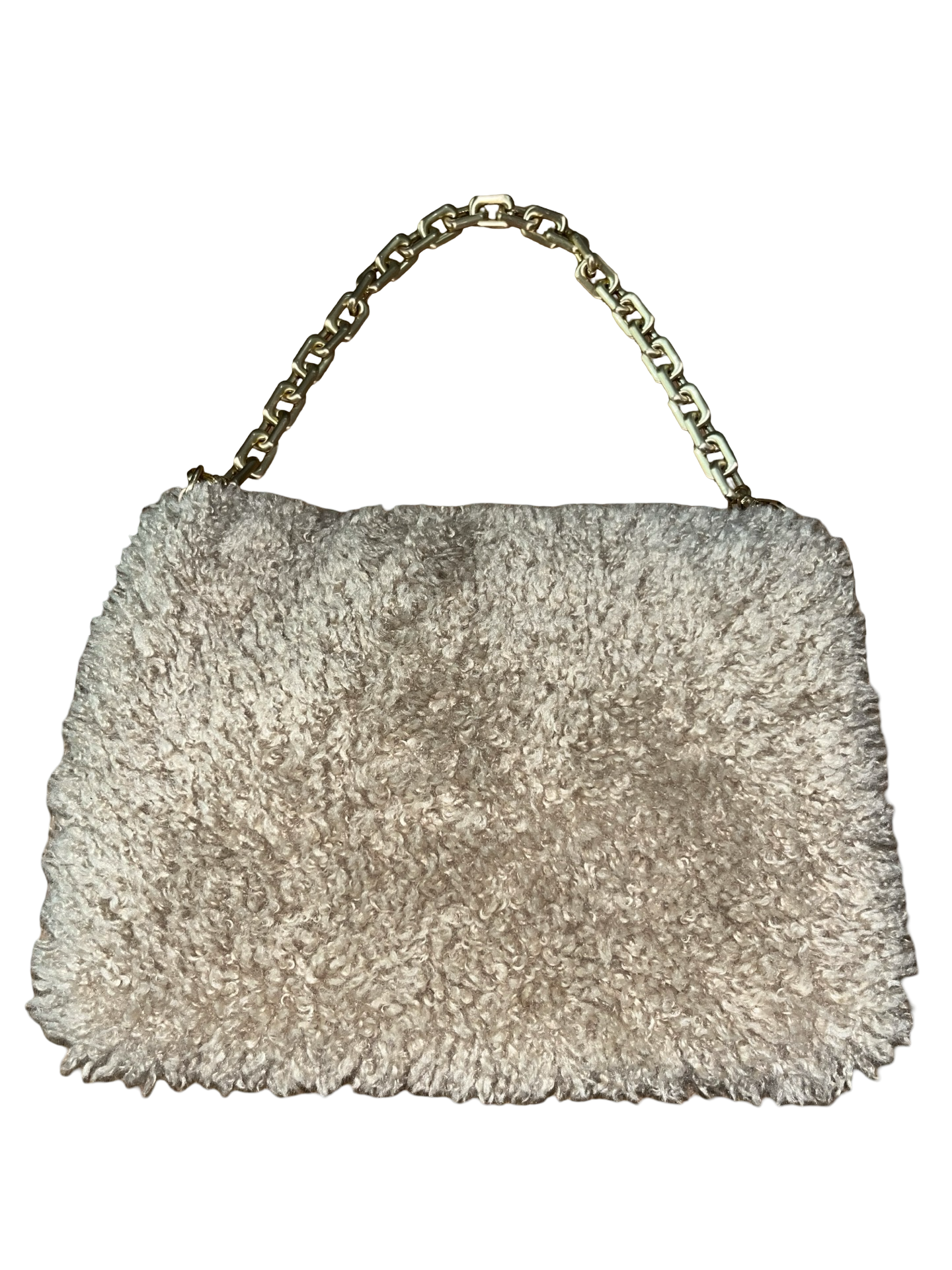 River Island Beige Teddy Faux Fur Shoulder Bag Y2K