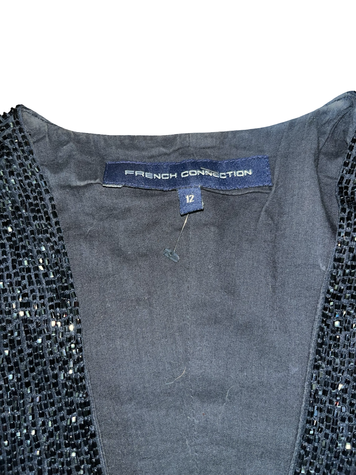 Y2K French Connection Black Beaded Waistcoat UK 12