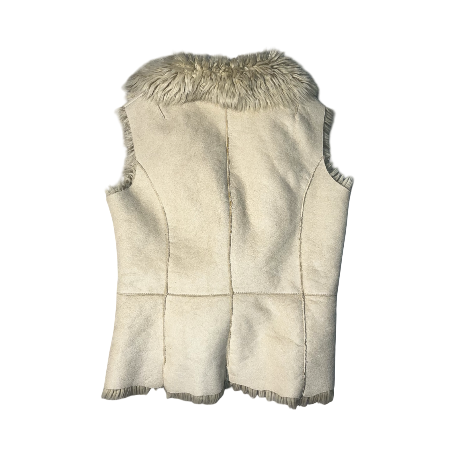 Vintage Y2K cream fur and suede waist coat ukM