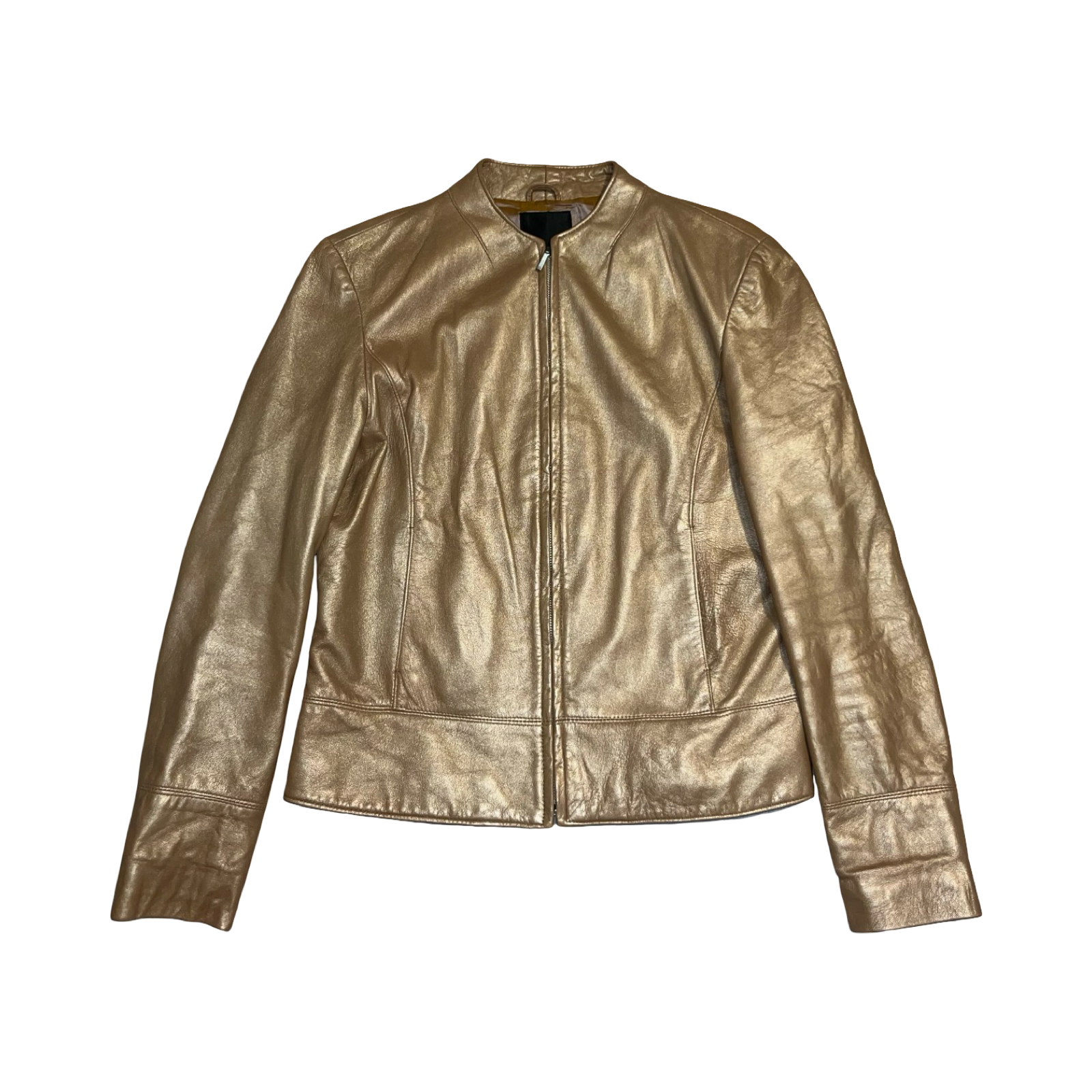 Hyphen gold metallic 2000’s genuine leather jacket uk 12