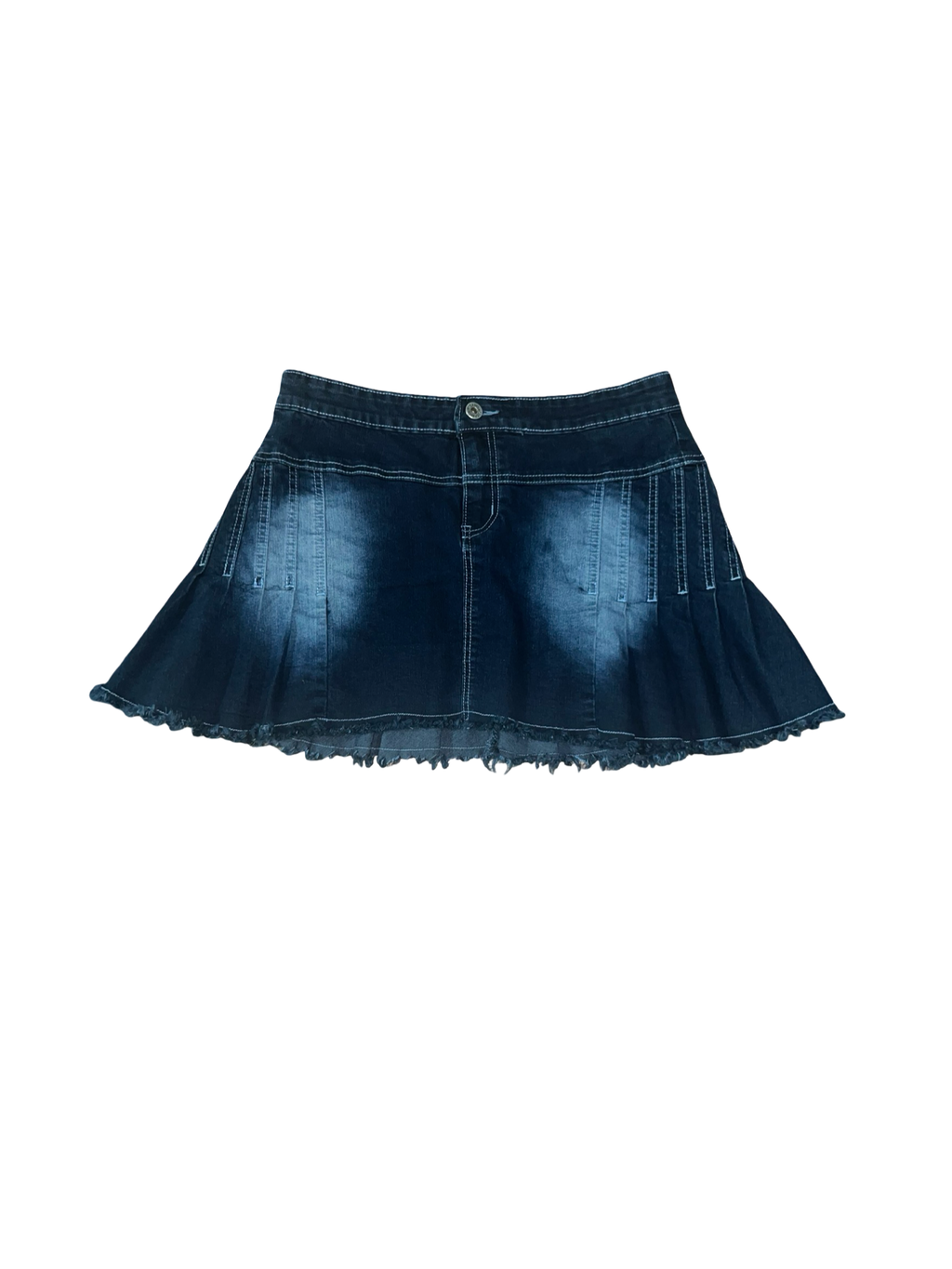 Y2K Dreams Dark Wash Pleated Denim Mini Skirt uk12