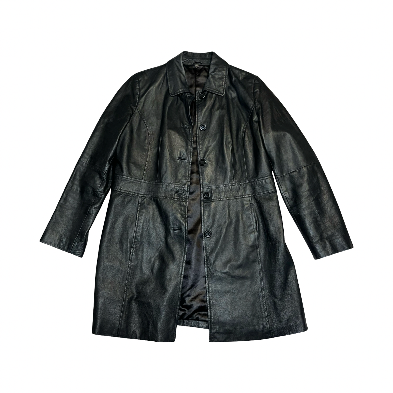 South vintage genuine black leather coat uk 16