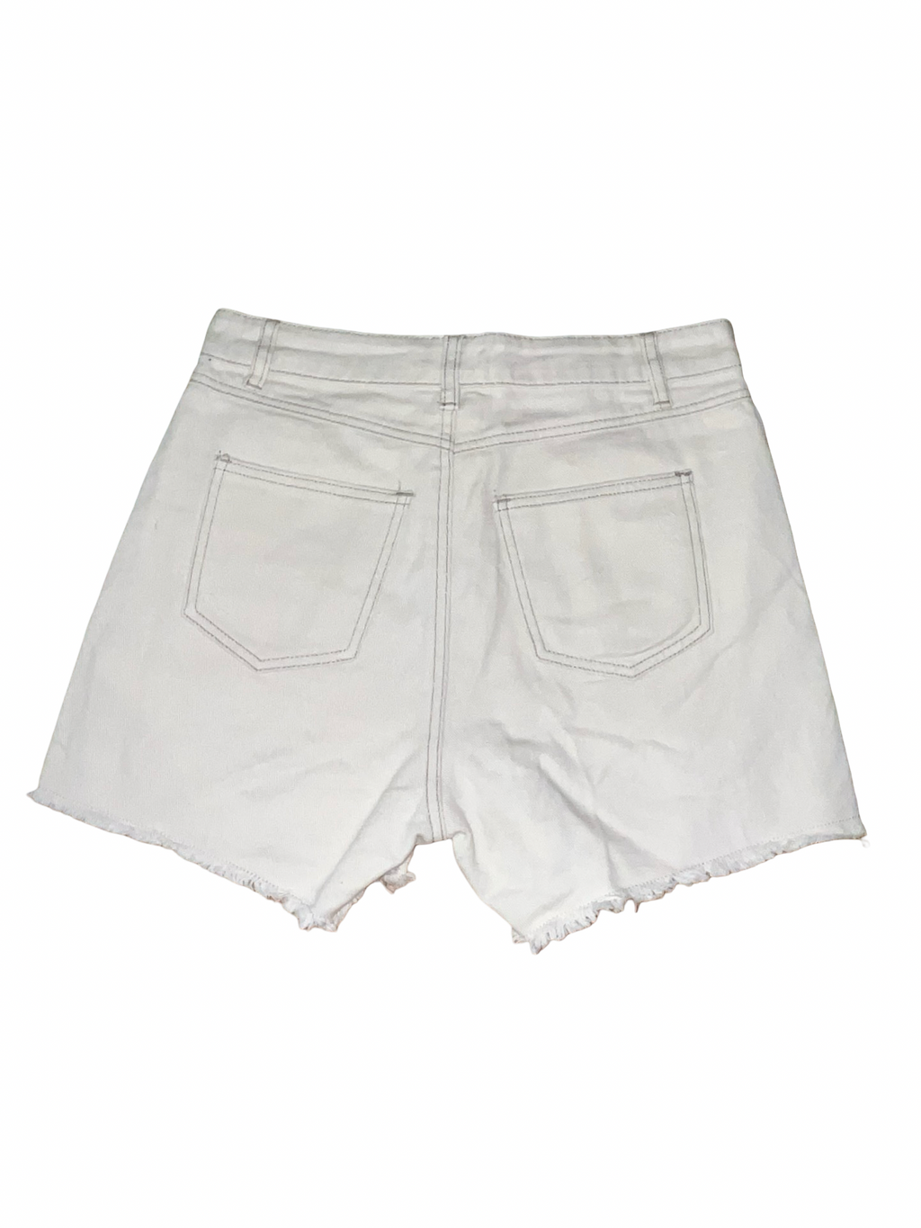 Denim by TU White Distressed Boyfriend Denim Shorts UK 8