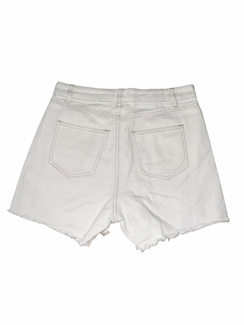 Denim by TU White Distressed Boyfriend Denim Shorts UK 8