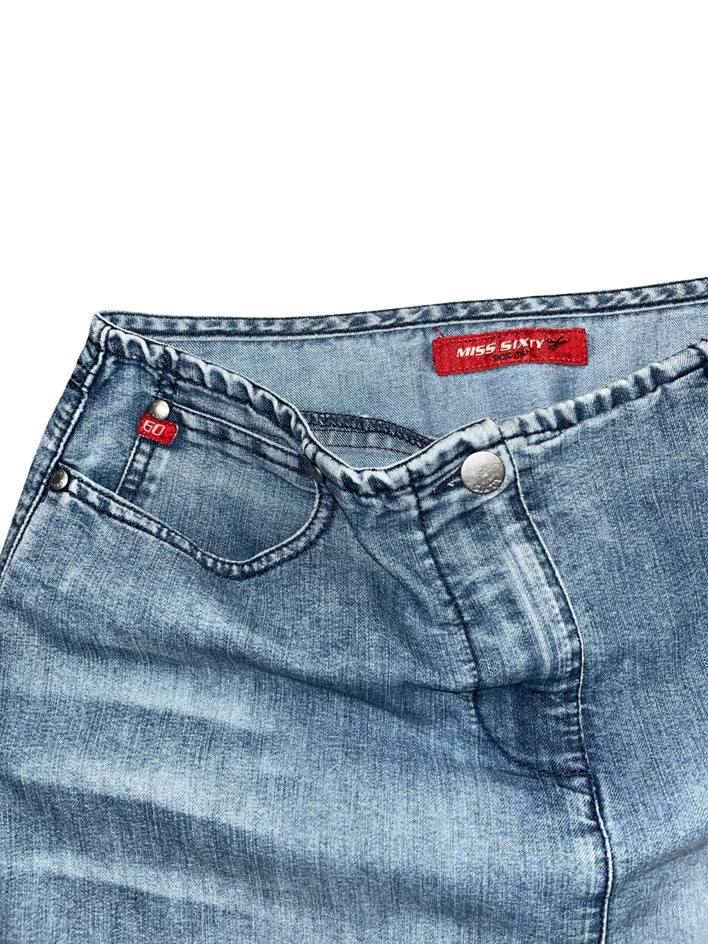 Y2K Miss Sixty Denim Midi Skirt | 00s Low Rise uk12