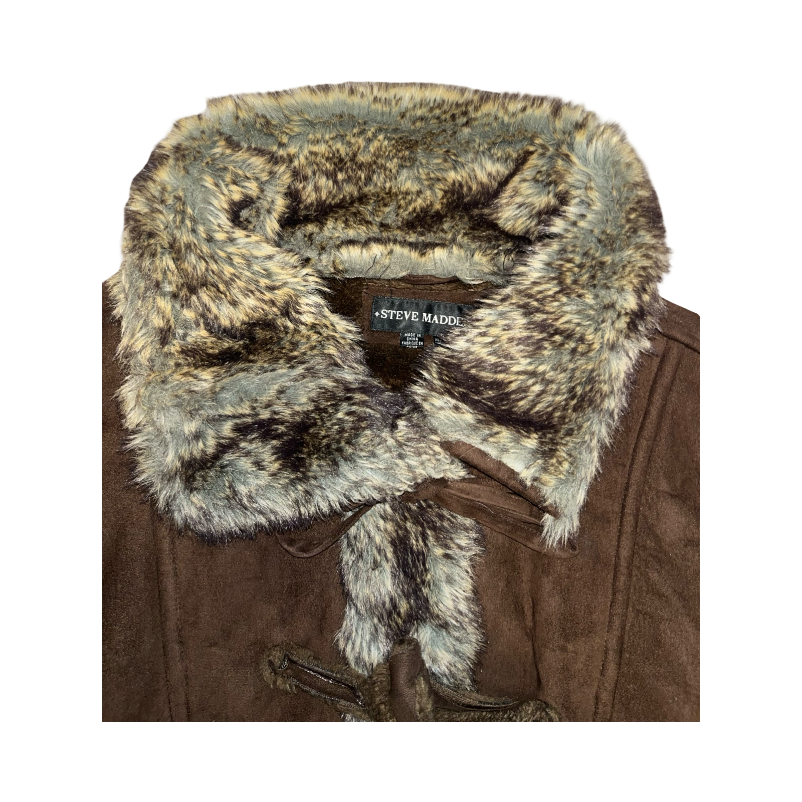 Steve Madden fur lined brown coat ukXL