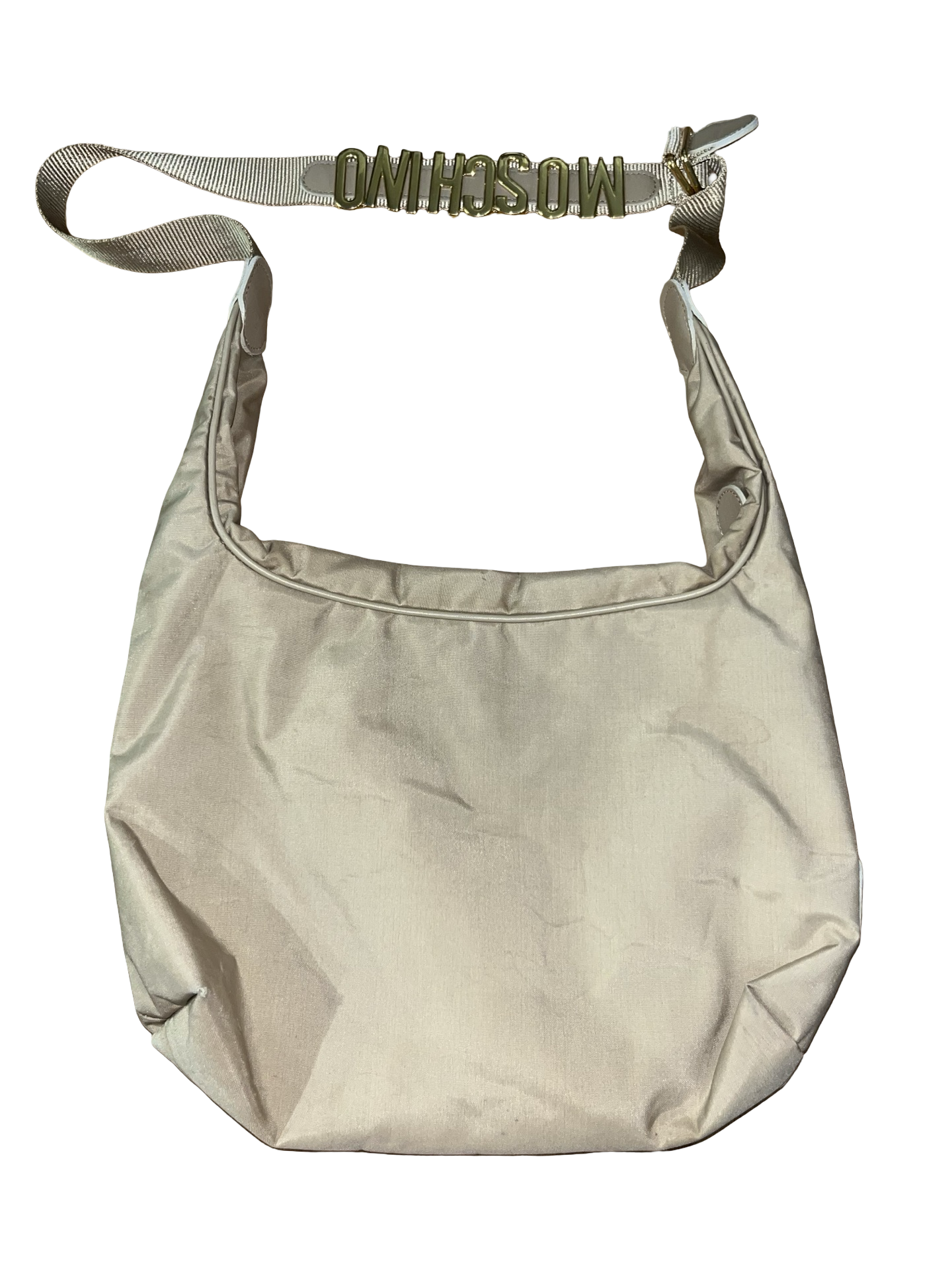 Vintage Y2K Moschino Cream Shoulder Bag Gold Logo | Made in Italy