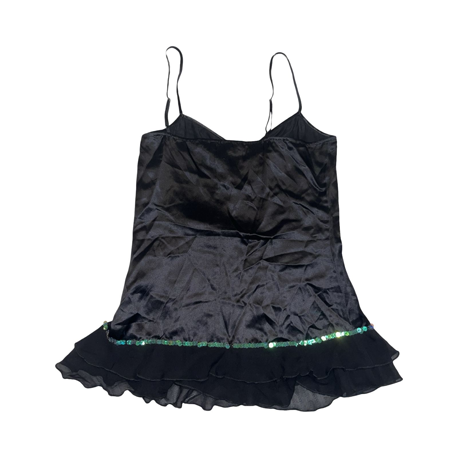 C•C•D•K black pure silk and sequin cami top ukS