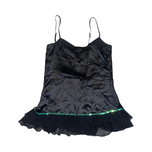 C•C•D•K black pure silk and sequin cami top ukS