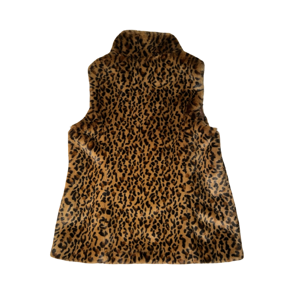 Pomodoro fluffy leopard print faux fur waist coat uk 16