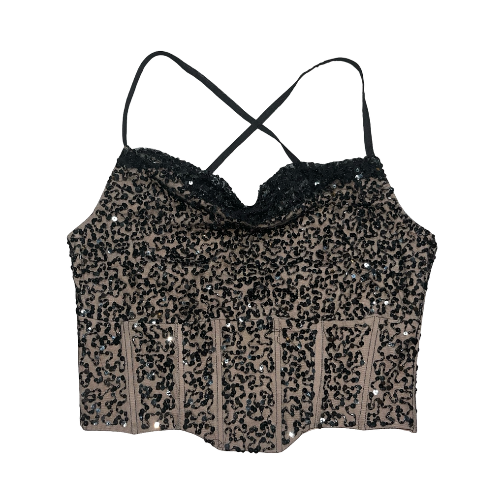 Coast NWT black and beige sequin top uk 8