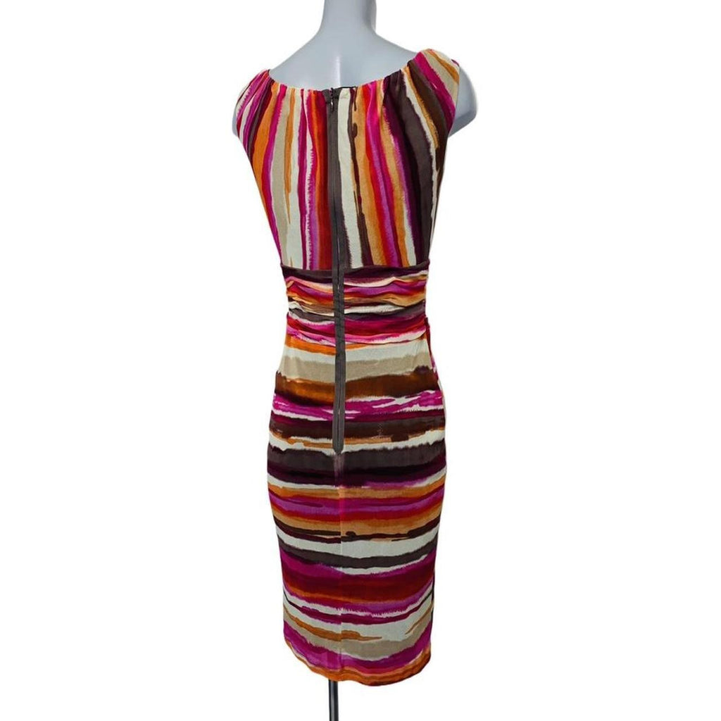 Red mix striped midi dress with a fitted silhouette ukS