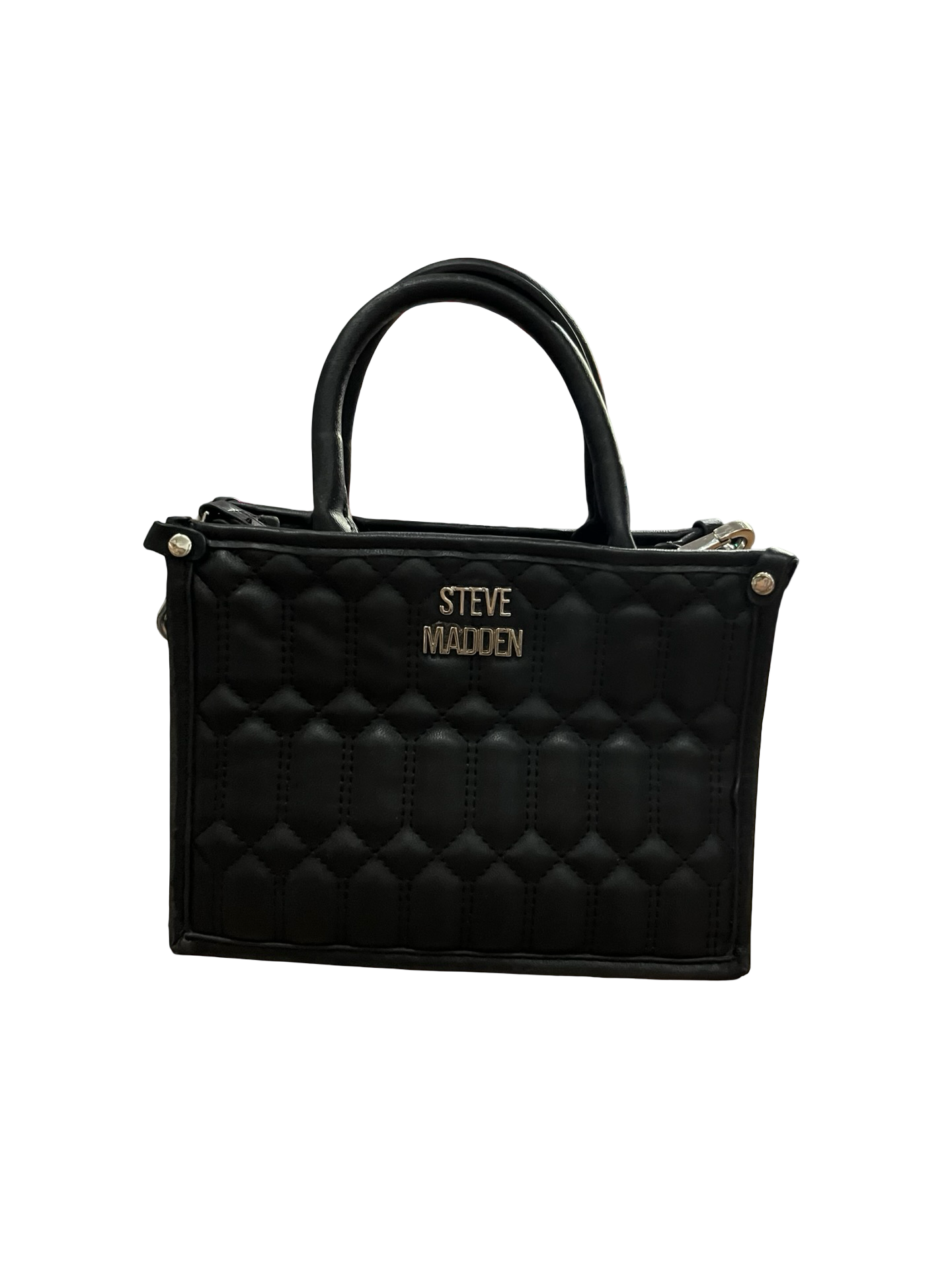 Steve Madden Black Quilted Mini Tote Crossbody Bag