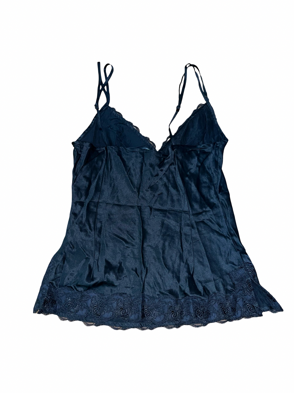 Y2K Coast Black Satin Lace Trim Cami Top UK 10