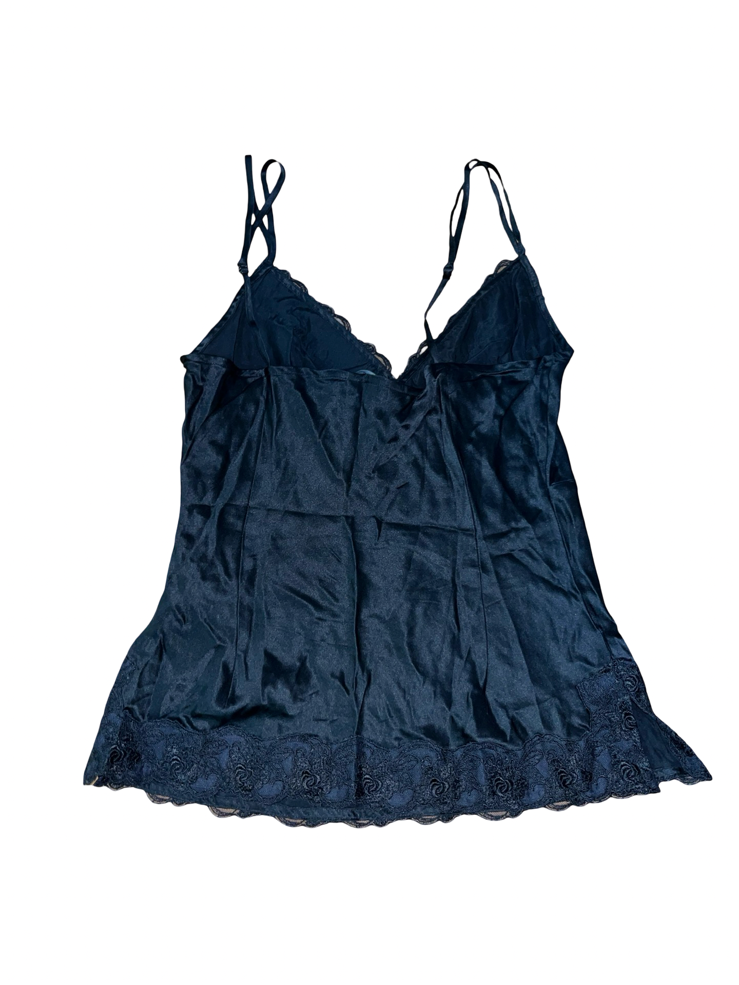 Y2K Coast Black Satin Lace Trim Cami Top UK 10