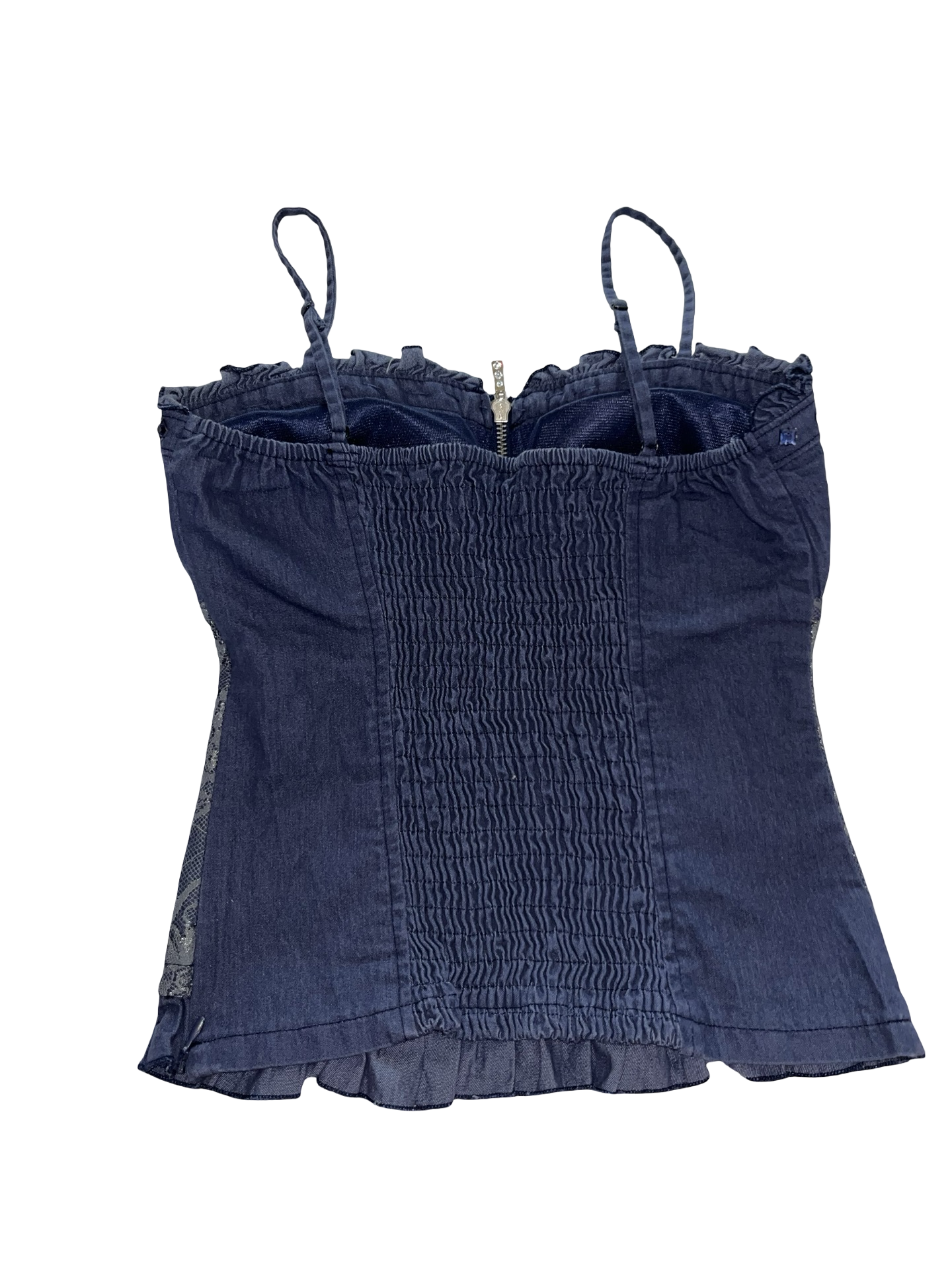 L.O.LINE Denim Lace Corset Bustier Top Rhinestone ukS