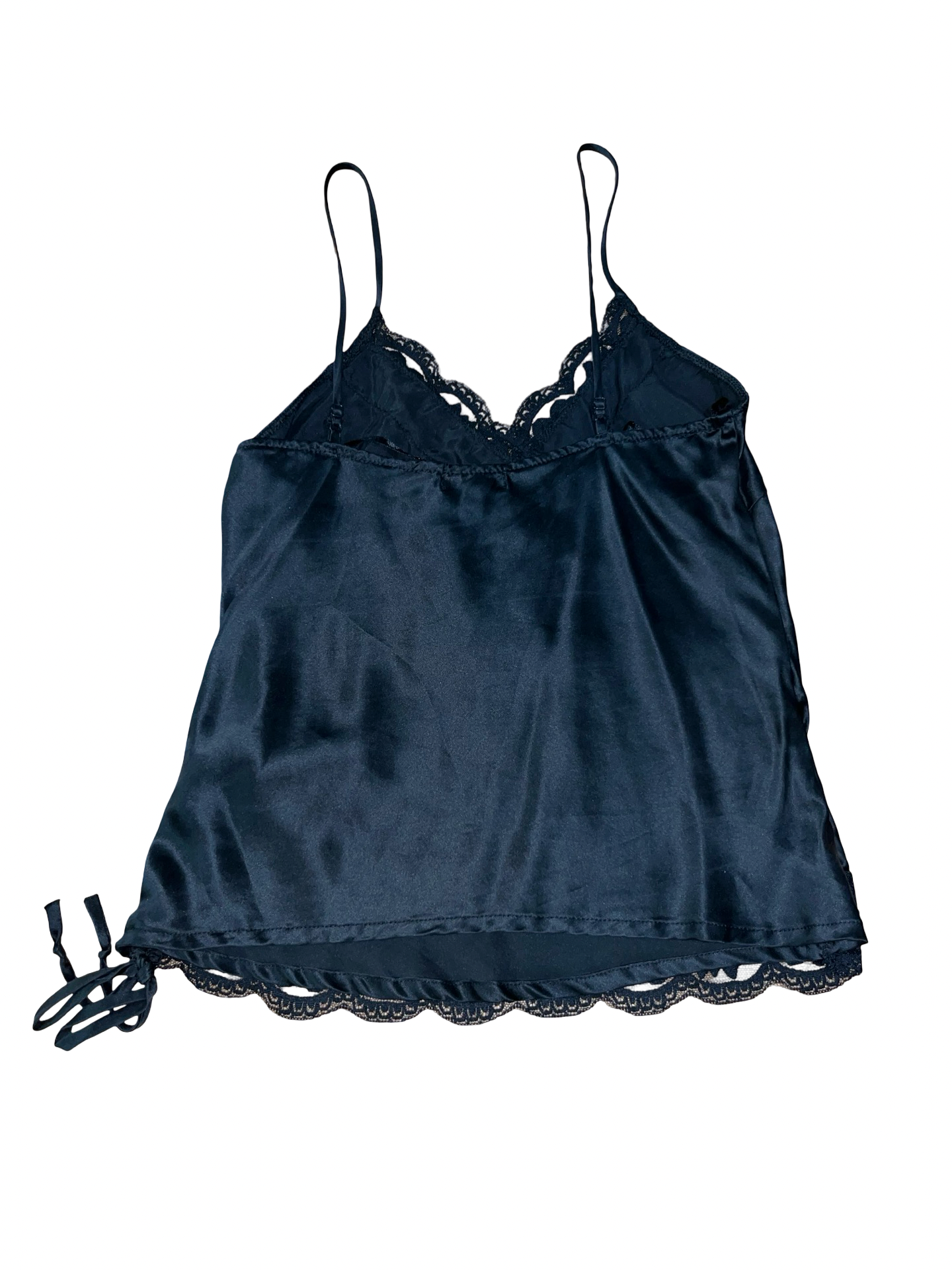 Y2K Miss Posh Black Satin Lace Sequin Cami Top ukM