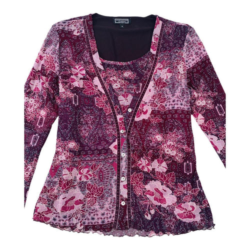 Cute purple floral mix double lined y2k top Debenhams uk16