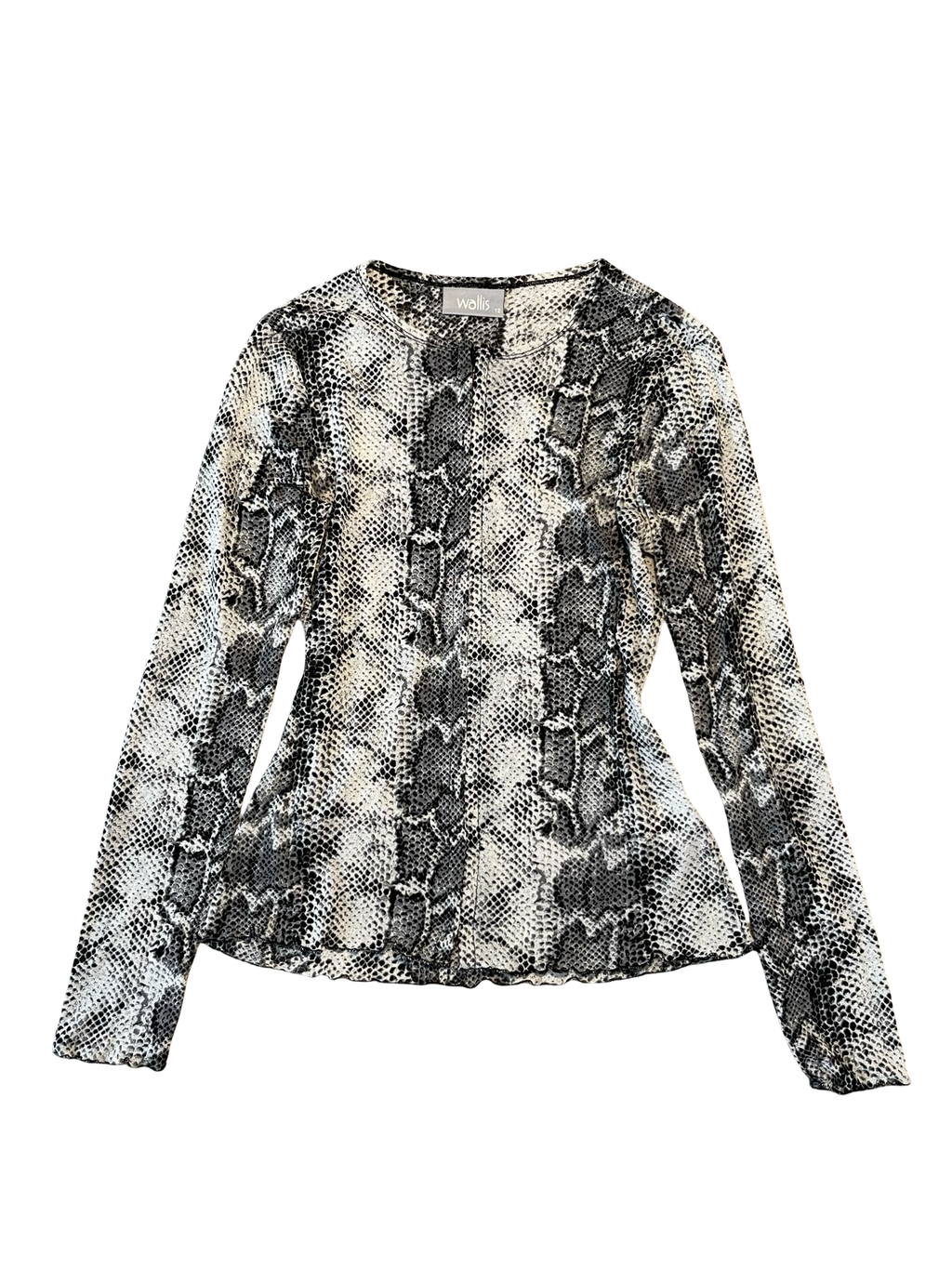 Y2K Wallis Snake Print Mesh Long Sleeve Top UK 12