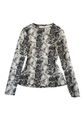 Y2K Wallis Snake Print Mesh Long Sleeve Top UK 12