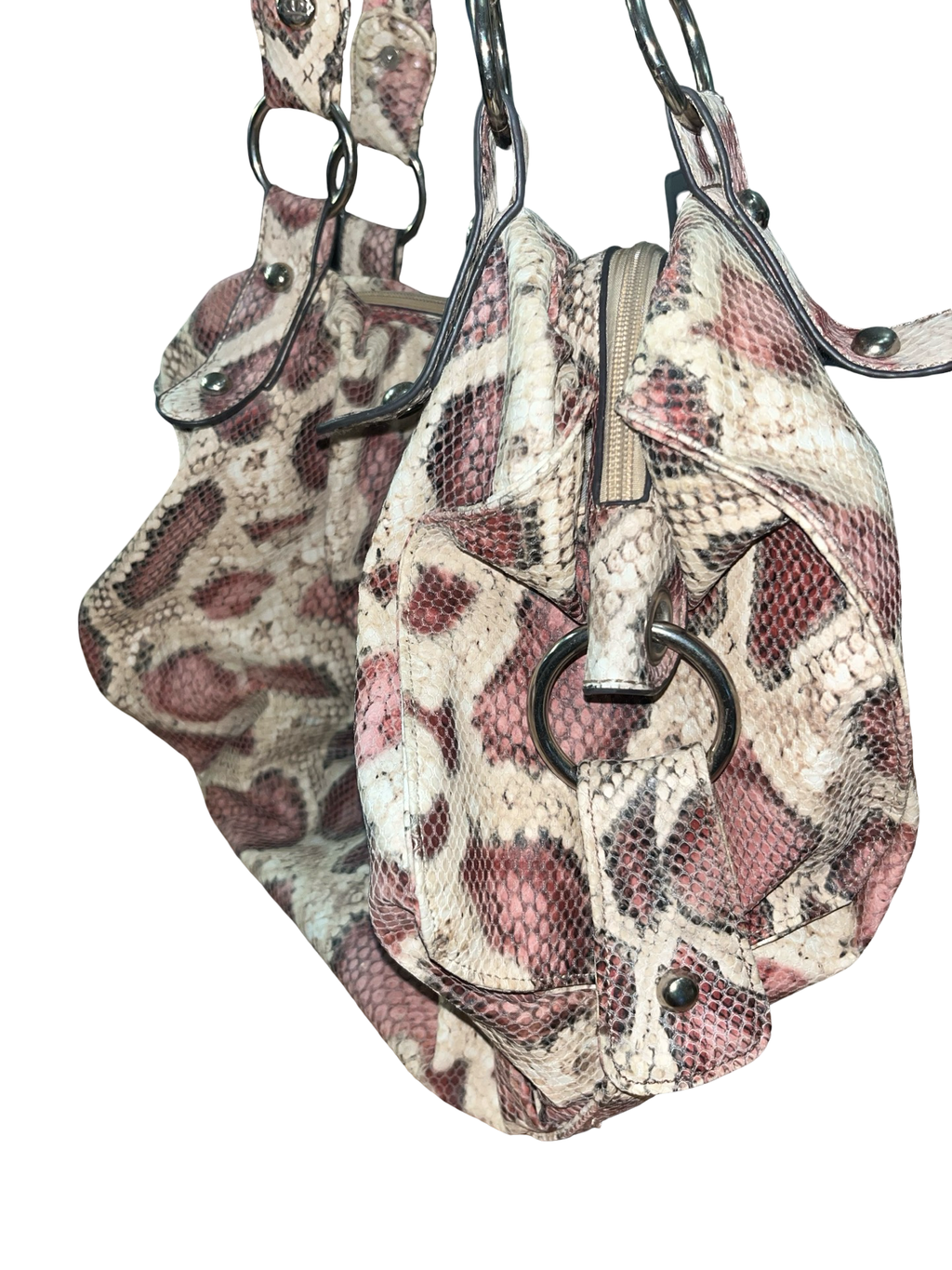 Juno Y2K Pink Snakeskin Print Shoulder Bag | Vintage