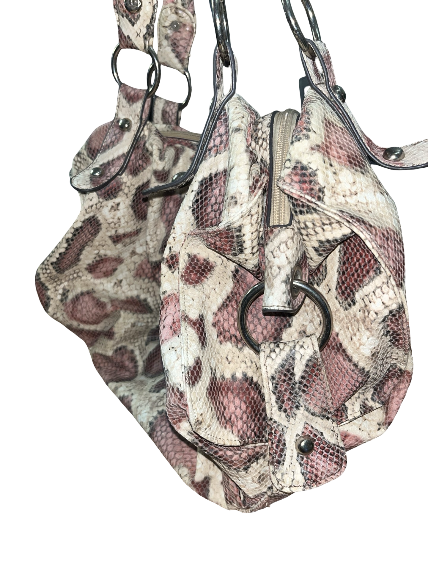 Juno Y2K Pink Snakeskin Print Shoulder Bag | Vintage