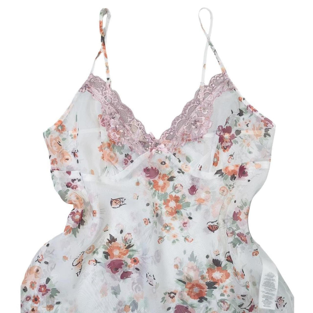 Presence white floral mesh cami top uk size10