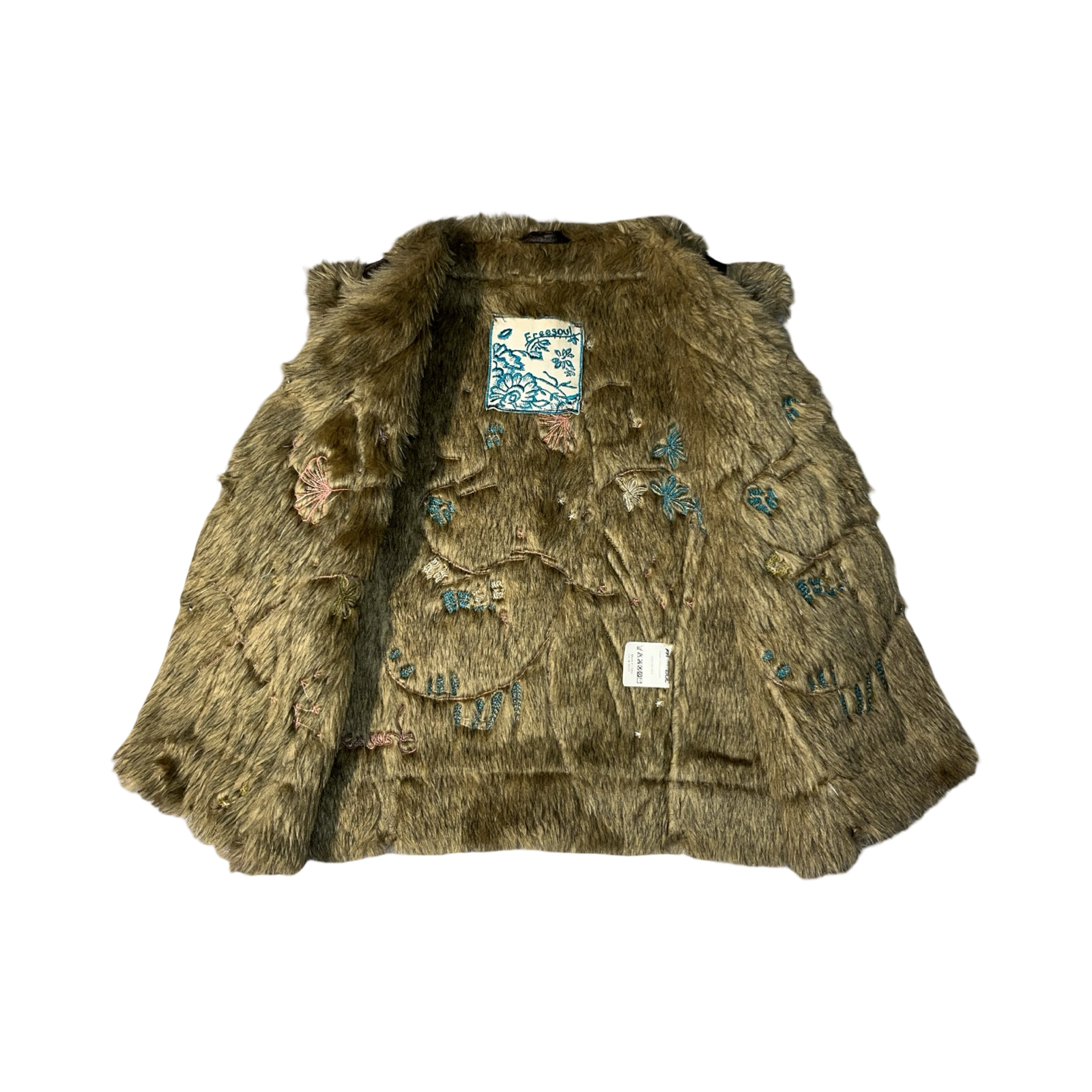 Free soul y2k core Afghan fur embroidered waist coat ukM