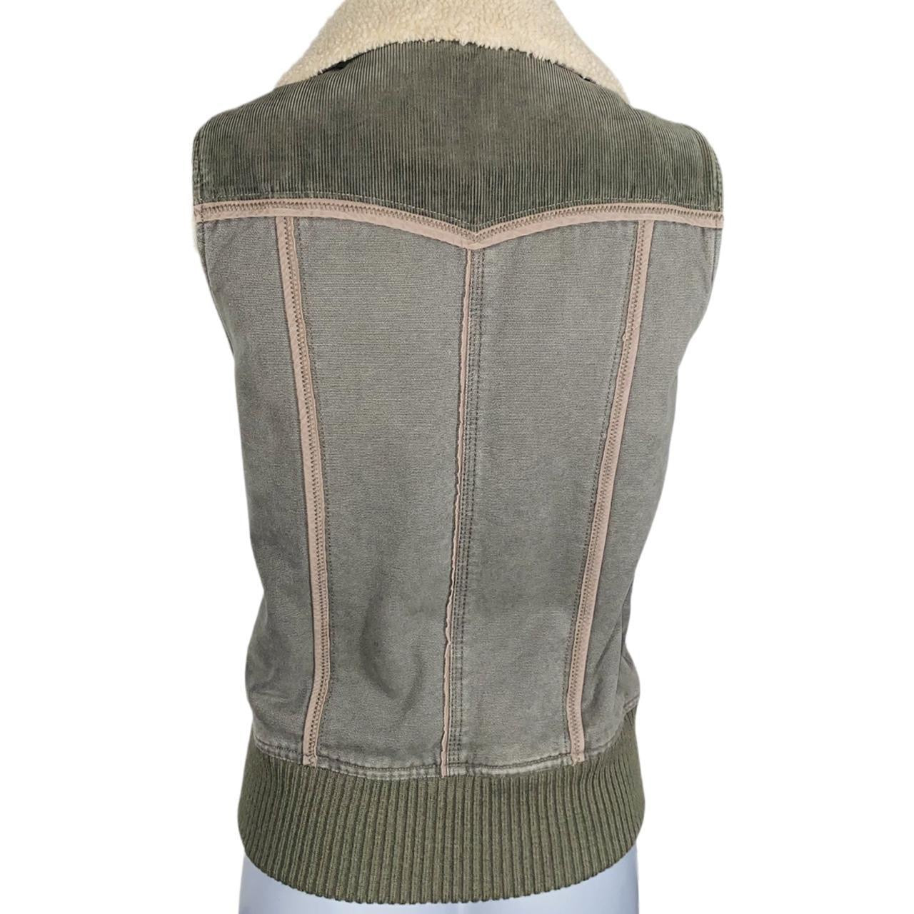 Green khaki and beige lined y2k Warehouse gilet uk10