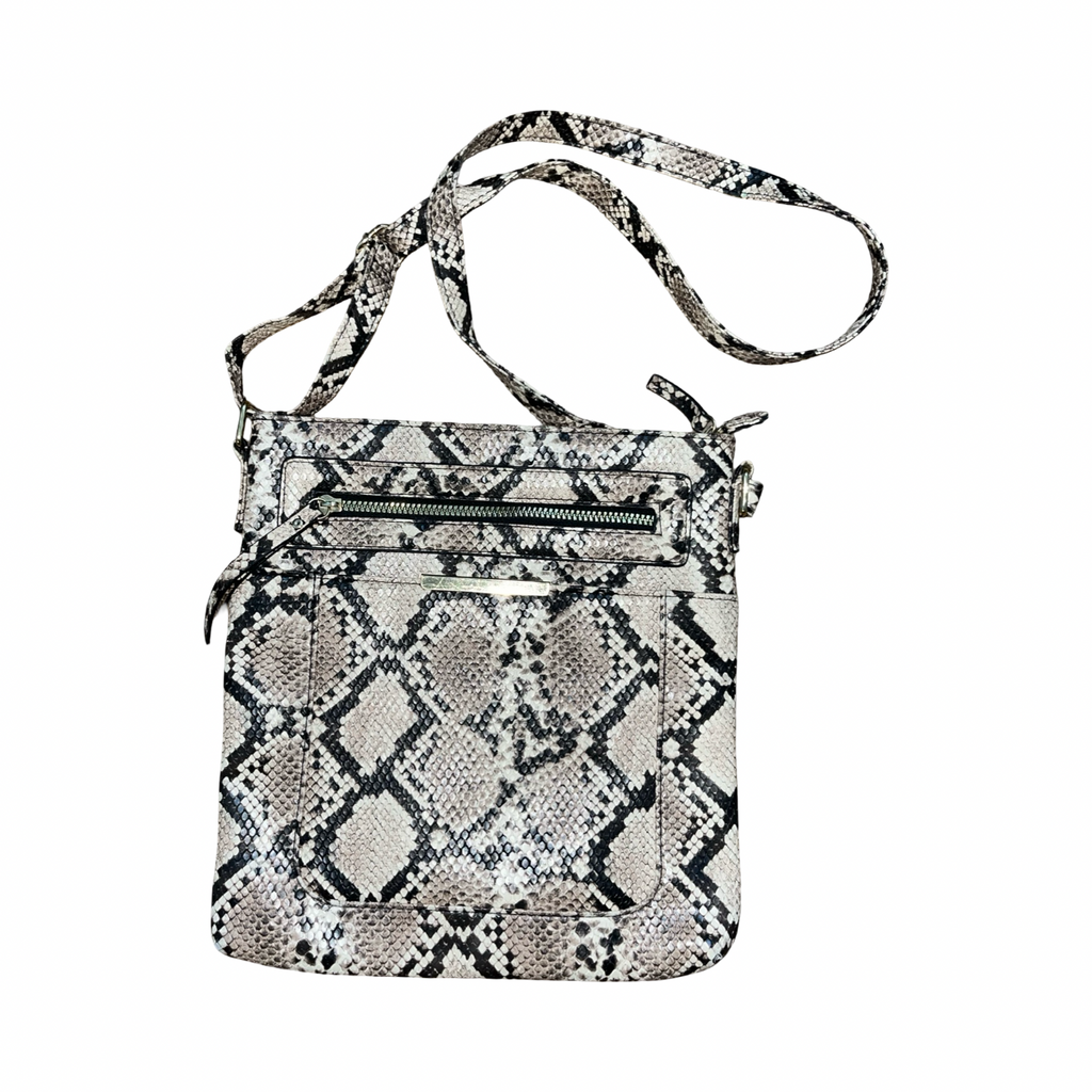 Snake skin print crossbody bag