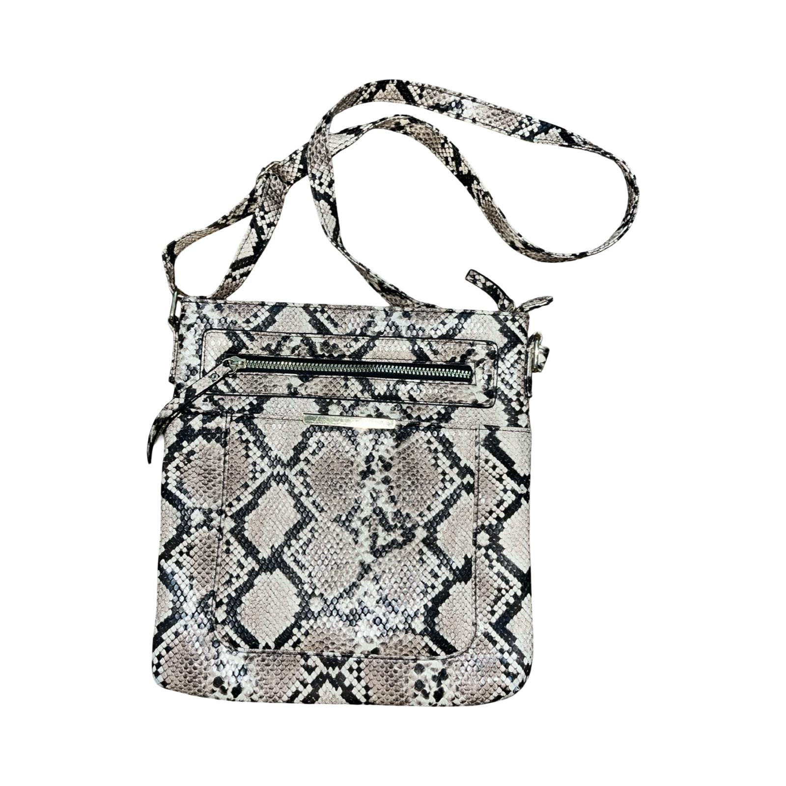 Snake skin print crossbody bag