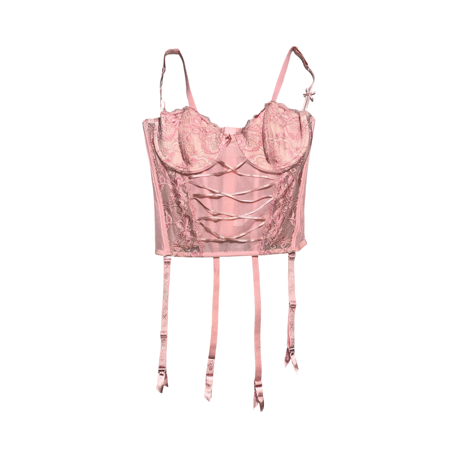 New look 2000’s pink lace cami suspender corset uk34D