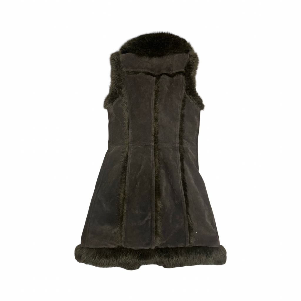 Rocha John Rocha long suede and fur waist coat uk 8