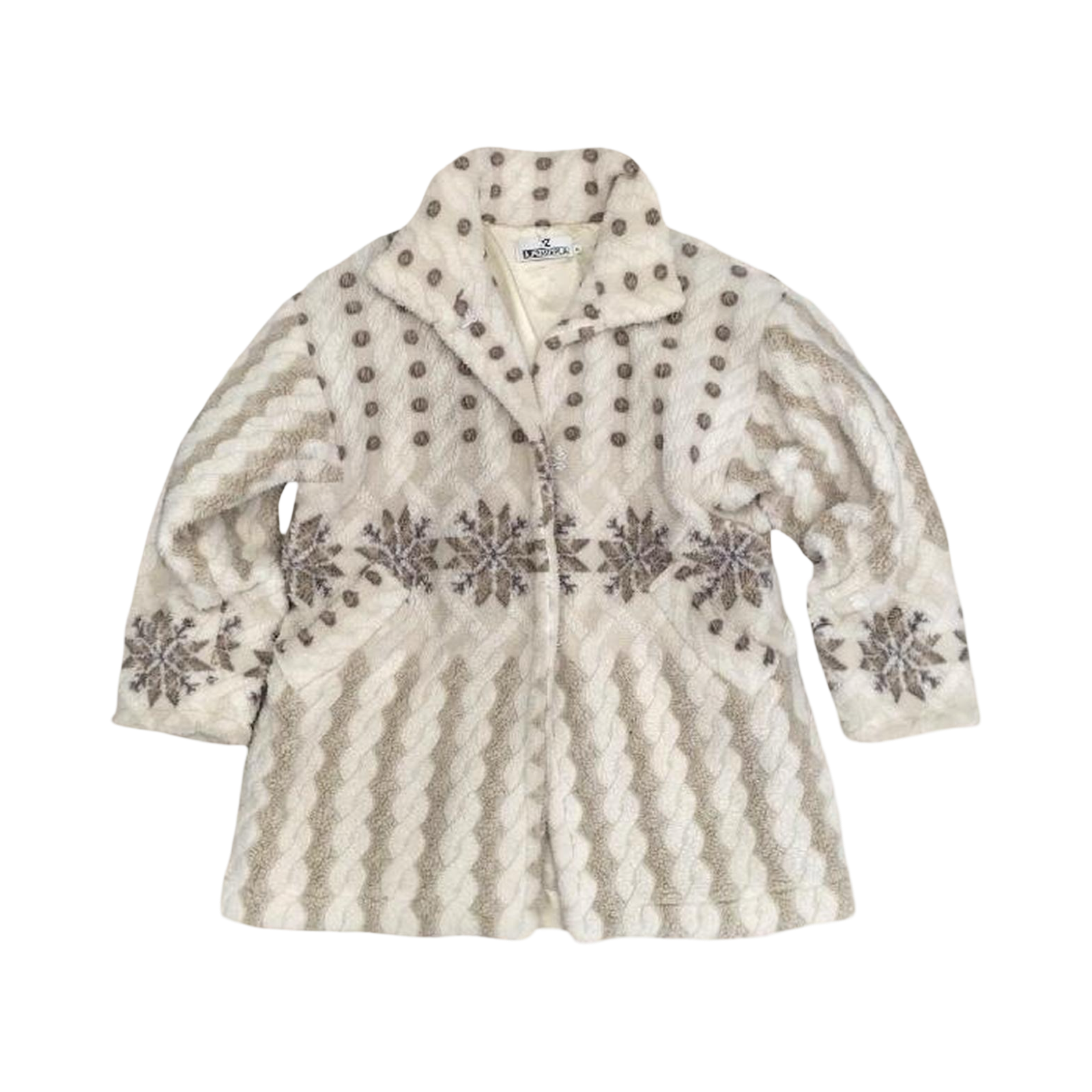 Cream vintage Alpezzepla snowflake print fuzzy coat ukM