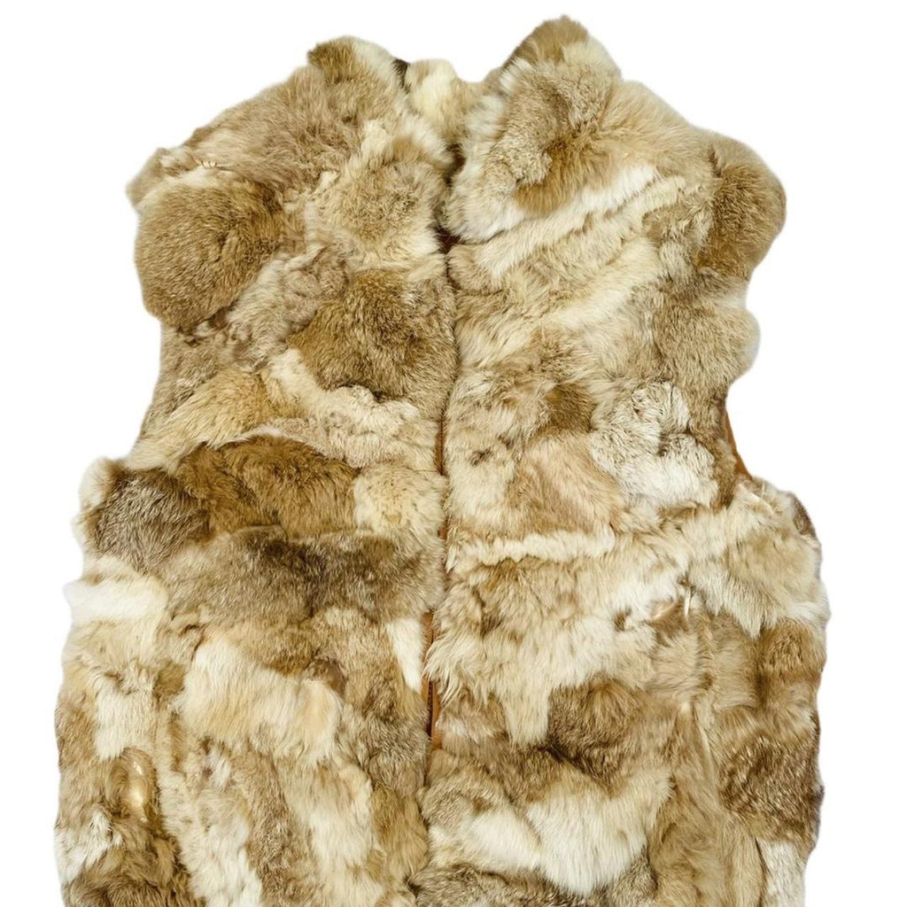Vintage coney tan y2k style reversible fur vest gilet ukM