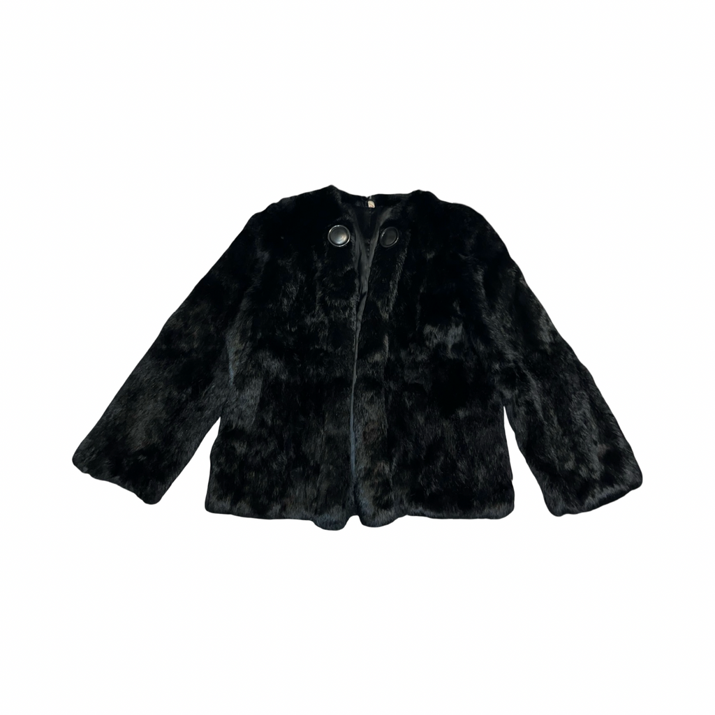 2000’s vintage black coney fur woman’s coat uk16
