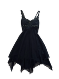 Y2K Jane Norman Black Embellished Fairy Hem Dress UK 10