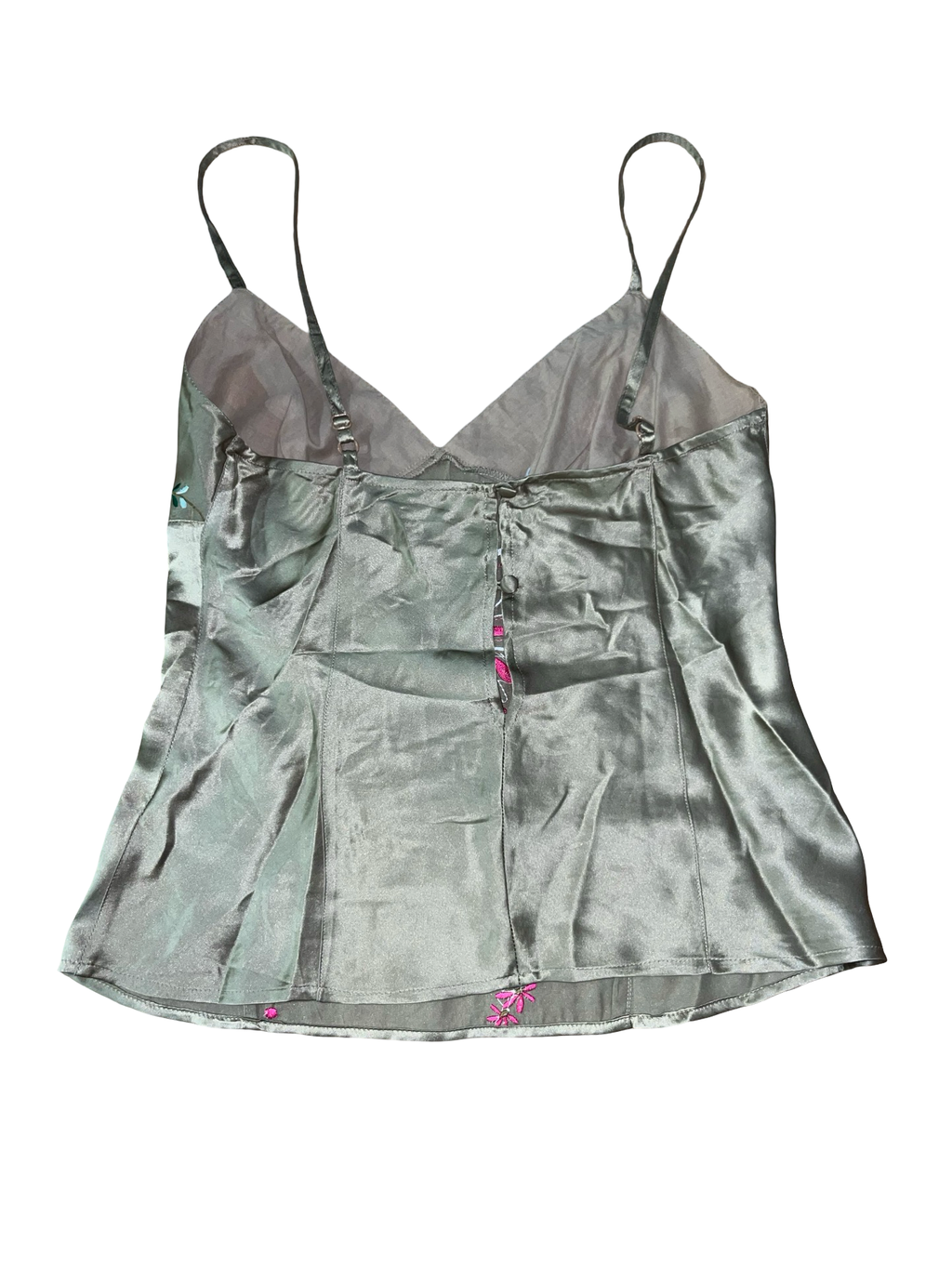 Y2K Topshop Embroidered Satin Floral Cami Top UK 10