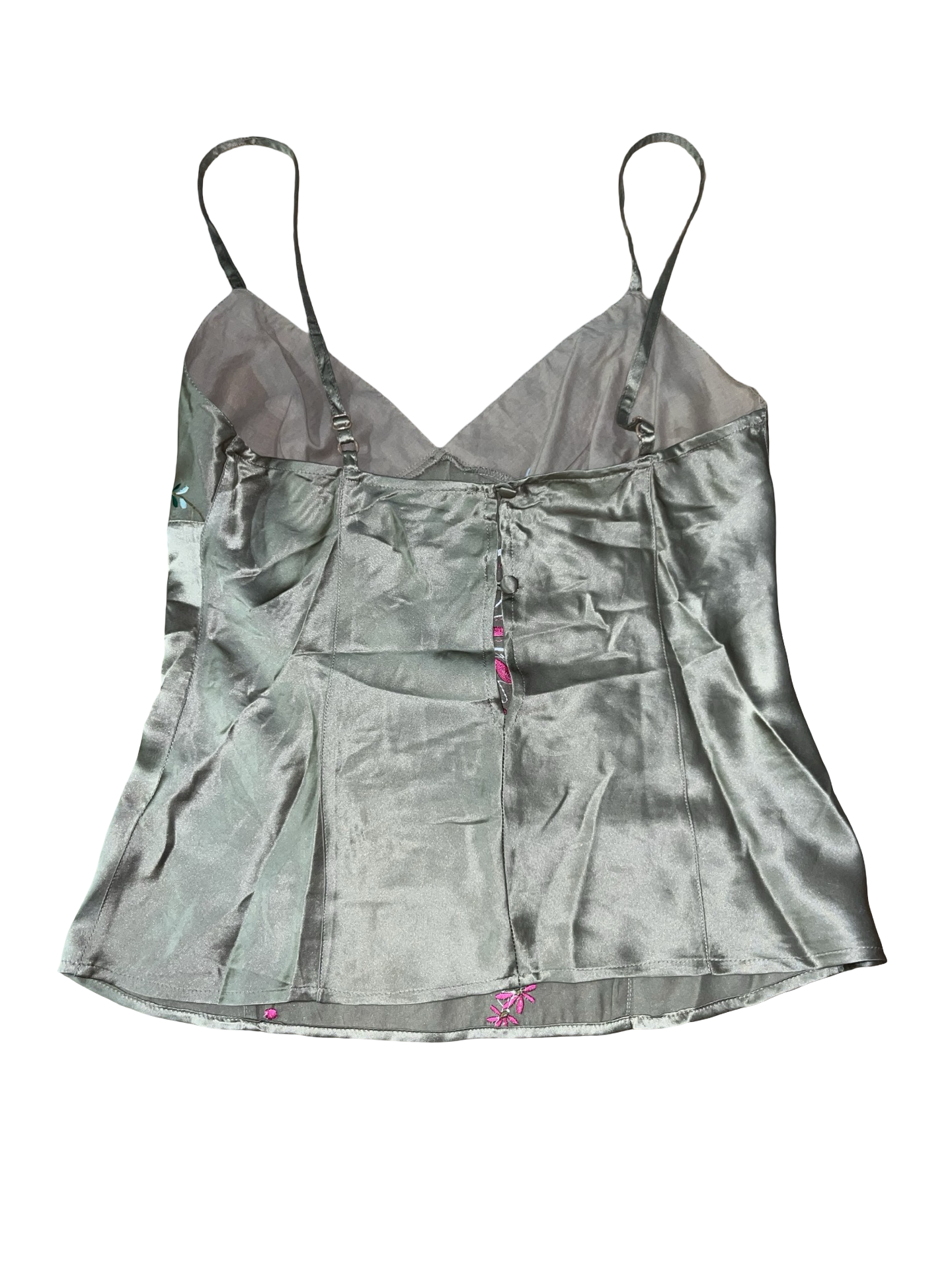 Y2K Topshop Embroidered Satin Floral Cami Top UK 10