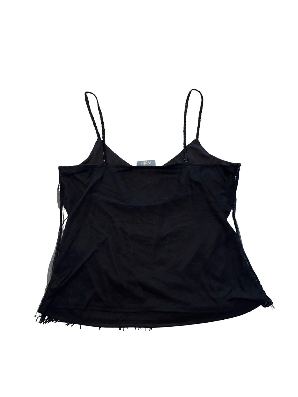 Y2K Wallis Black Sequin Beaded Fringe Cami Top UK 18