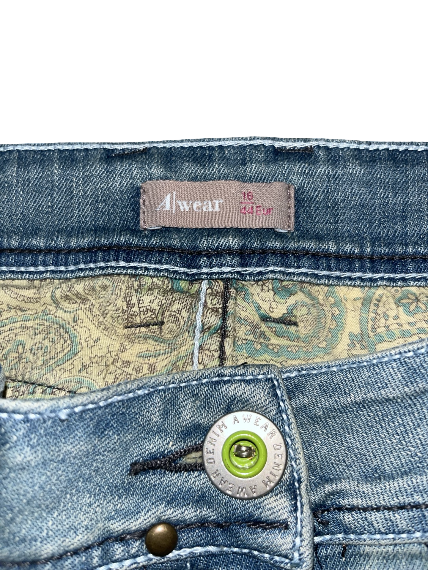 Vintage Y2K A|wear Low Rise Denim Micro Mini Skirt UK 16