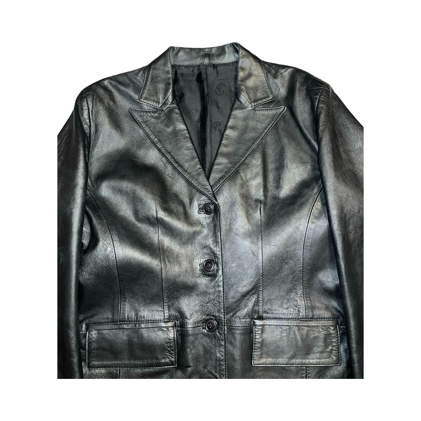 Black vintage genuine leather jacket ukM