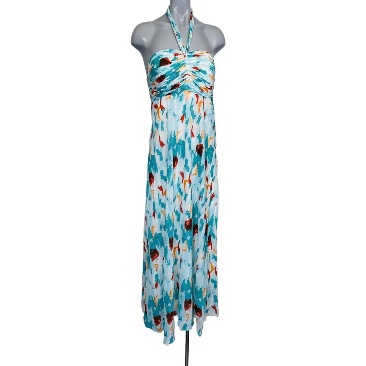 Multi coloured halter maxi dress with tie neckline By Aramis princess ukS