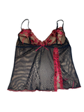 Y2K Black Sheer Mesh Embroidered Cami Top uk12